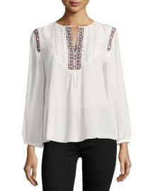 Clema Long-Sleeve Silk Top by Joie at Neiman Marcus